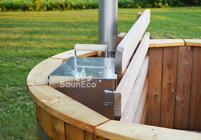 4-person Ø5.5ft Round Wood Hot Tub Barrel + Internal Wood-fired Stove