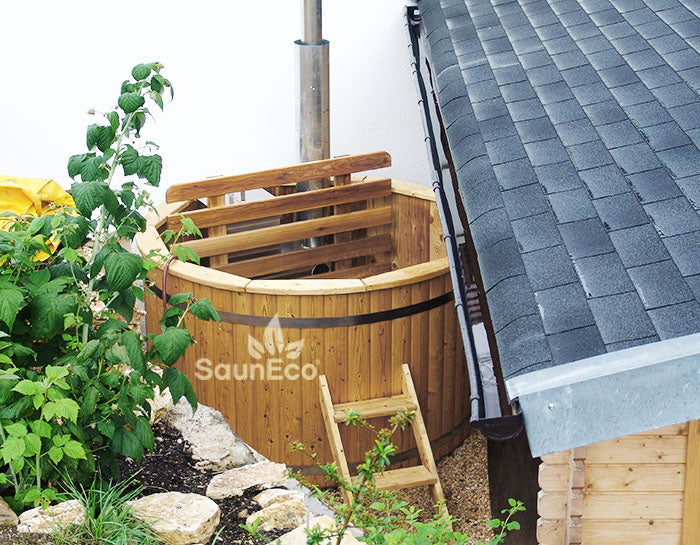 4-person Ø5.5ft Round Wood Hot Tub Barrel + Internal Wood-fired Stove