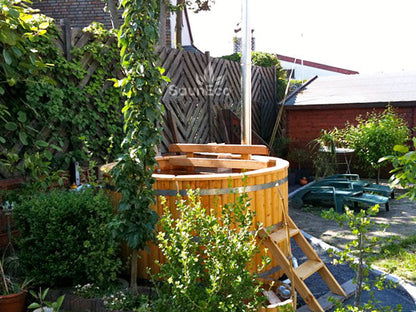 Barrel Saunas Family Larch Hot Tub internal aluminium furnace detail