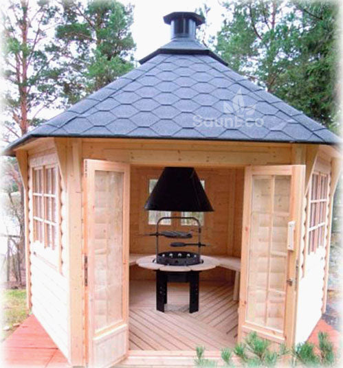 30ft² Spacious Wooden Gardenhouse + For 10 person + Equipped With A Large Grill