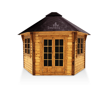 30ft² Spacious Wooden Gardenhouse + For 10 person + Equipped With A Large Grill