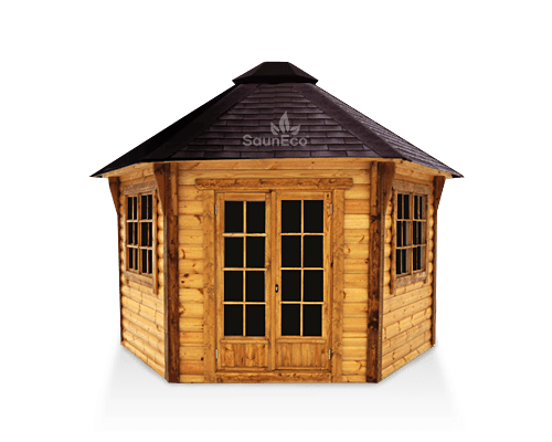 30ft² Spacious Wooden Gardenhouse + For 10 person + Equipped With A Large Grill