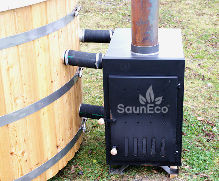 Barrel Saunas – Large Larch Wood Hot Tub (2m) for 10 | External Log-Fired Furnace