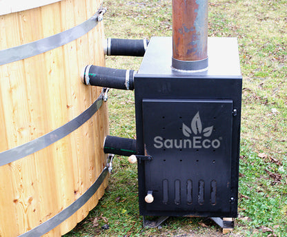 Barrel Saunas – Large Larch Wood Hot Tub (2m) for 10 | External Log-Fired Furnace