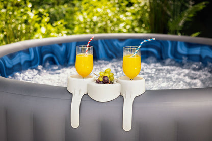 Drinks holder attached to inflatable hot tub wall