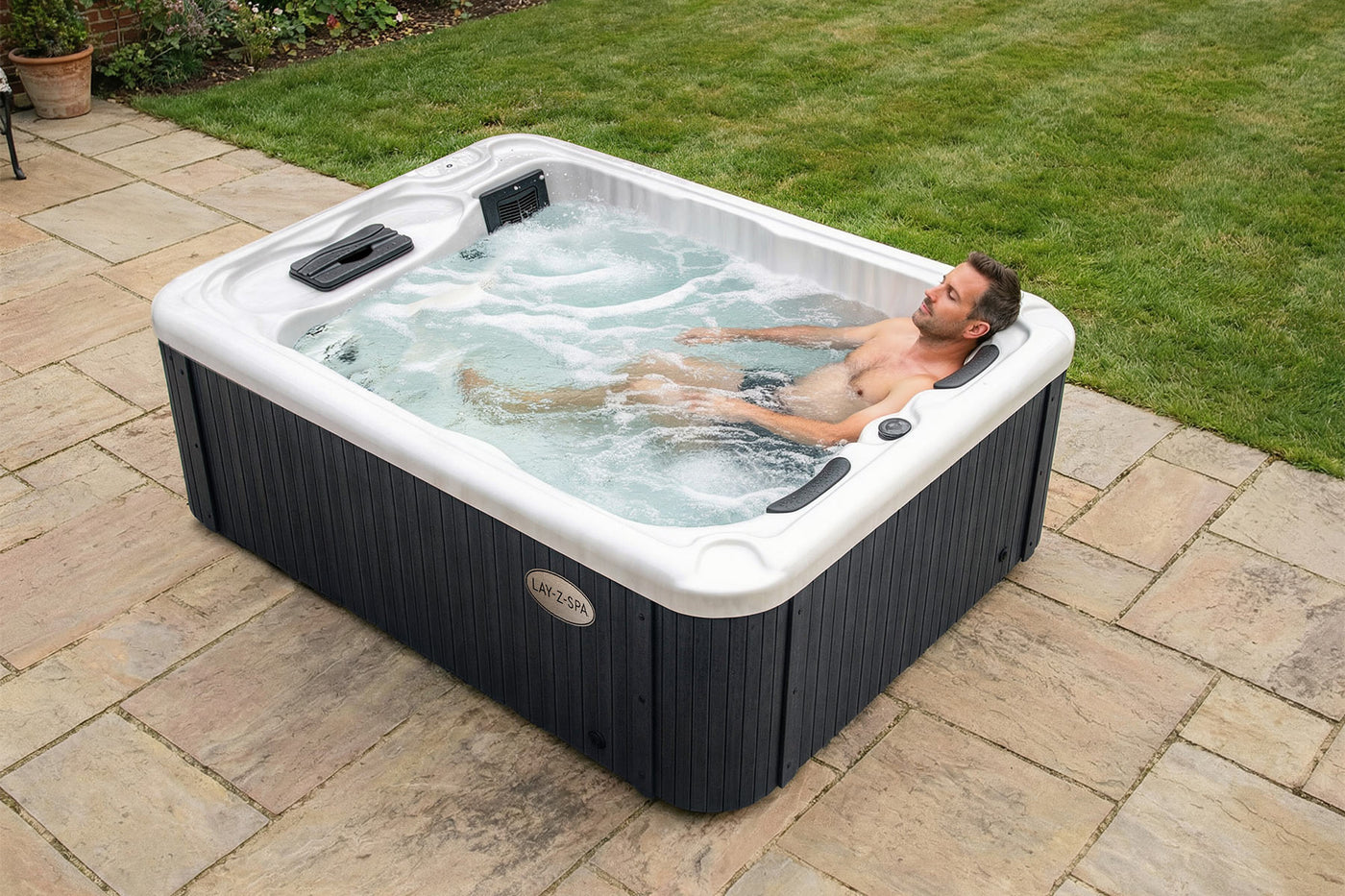 lay-Z-Spa Monte Carlo rigid wall hot tub outdoor patio