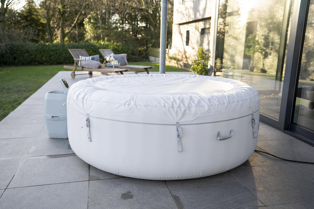 Lay-Z-Spa Paris hot tub with people relaxing