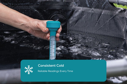 Floating thermometer on water surface