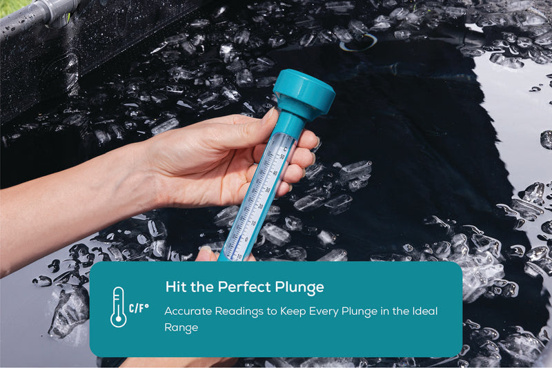 Floating thermometer in cold plunge tub