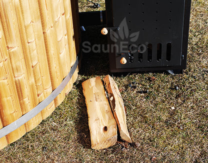 Log fired whirlpool + bubble jet system + Led + thermally modified wood + for 6 people + 2 meter (6.56 ft)