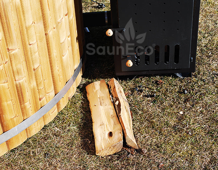 Log fired whirlpool + bubble jet system + Led + thermally modified wood + for 6 people + 2 meter (6.56 ft)