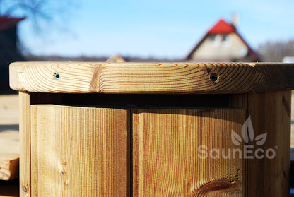 Log fired whirlpool + bubble jet system + Led + thermally modified wood + for 6 people + 2 meter (6.56 ft)