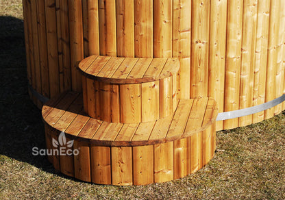 Log fired whirlpool + bubble jet system + Led + thermally modified wood + for 6 people + 2 meter (6.56 ft)