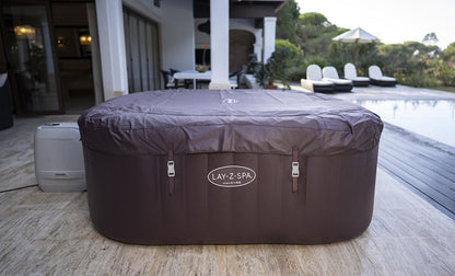 lay-Z-Spa Maldives hot tub with lid poolside setup