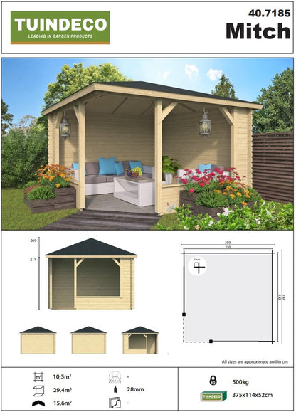 Mitch Log Cabin Gazebo 3.5 x 3.5m