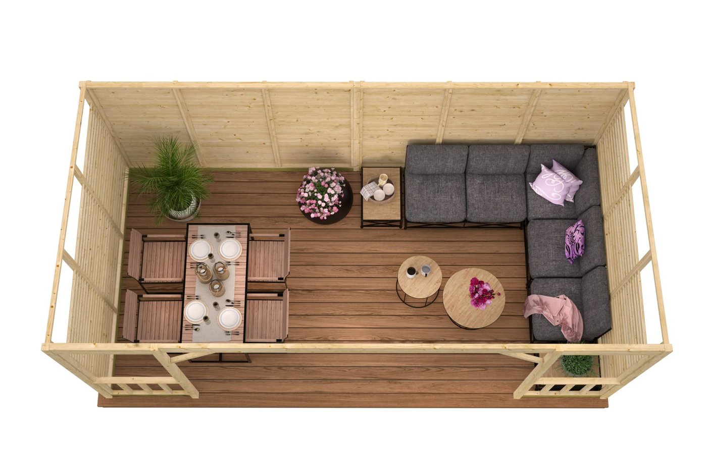 Kristina Wooden Gazebo with Slatted Walls 5.6 x 2.84m