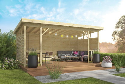 Kristina Wooden Gazebo with Slatted Walls 5.6 x 2.84m