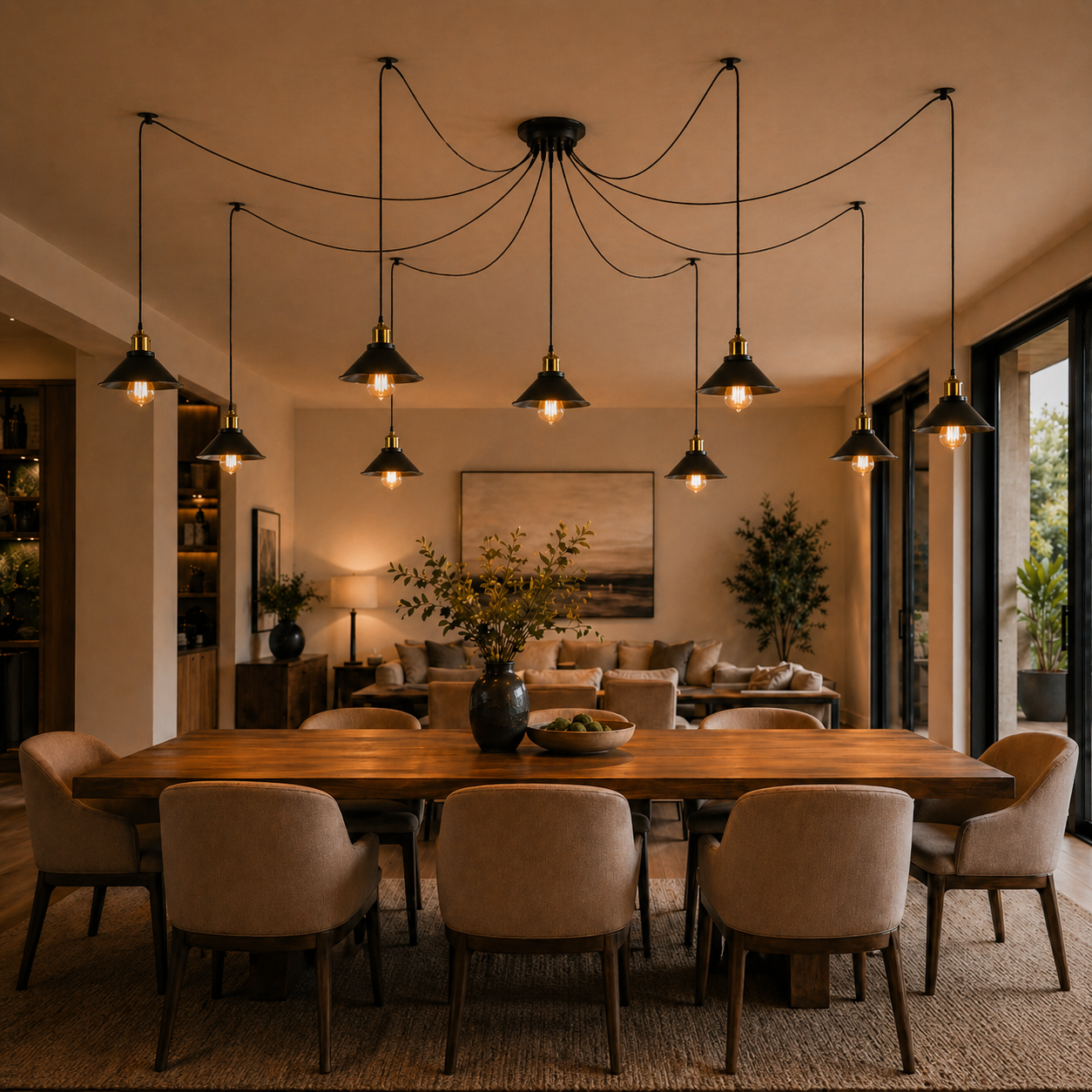 9-Light Spider Pendant Chandelier | E27 Industrial Lighting ~6668