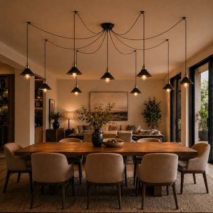 9-Light Spider Pendant Chandelier | E27 Industrial Lighting ~6668