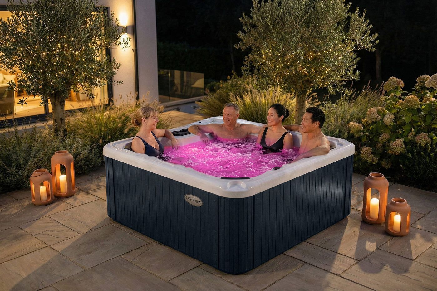 lay-Z-Spa Monte Carlo hot tub evening LED lighting