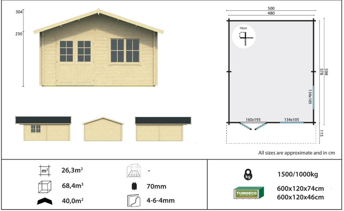 Nieder Log Cabin 5m x 5.98m