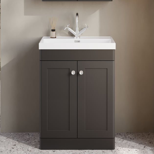 Classique 600mm 2-Door Floor Standing Vanity Unit with Ceramic Basin