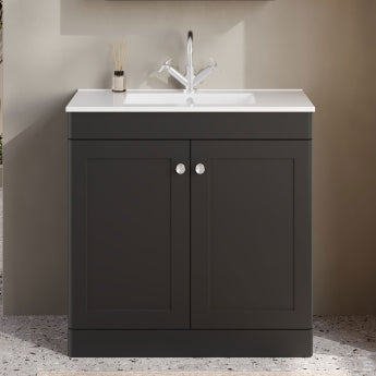 Classique 800mm 2-Door Floor Standing Vanity Unit with Ceramic Basin