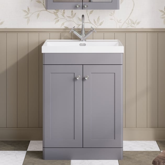 Classique 600mm 2-Door Floor Standing Vanity Unit with Ceramic Basin