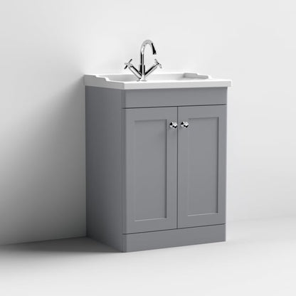 Classique 600mm 2-Door Floor Standing Vanity Unit with Ceramic Basin
