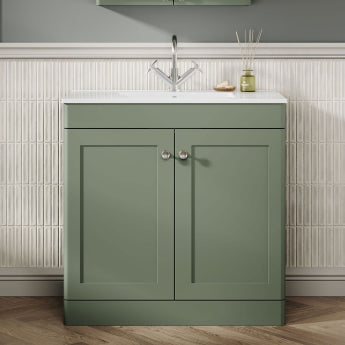 Classique 800mm 2-Door Floor Standing Vanity Unit with Ceramic Basin