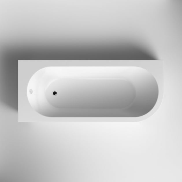 Nuie Crescent J-Shaped Curved Rectangular Acrylic Bath