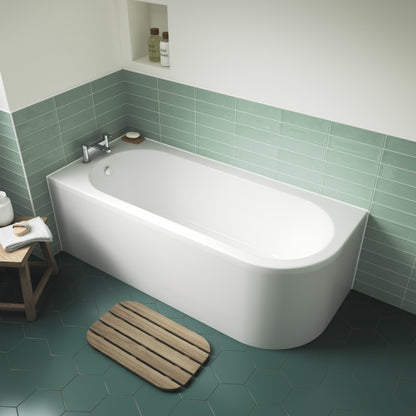 Nuie Crescent J-Shaped Curved Rectangular Acrylic Bath