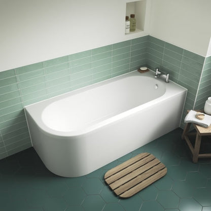 Nuie Crescent J-Shaped Curved Rectangular Acrylic Bath