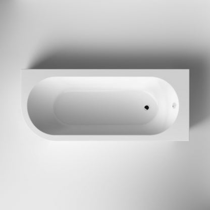 Nuie Crescent J-Shaped Curved Rectangular Acrylic Bath