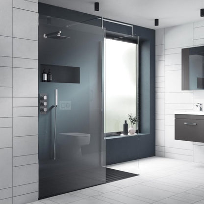 Nuie Minimal Chrome 1850mm Wet Room Glass Shower Screen