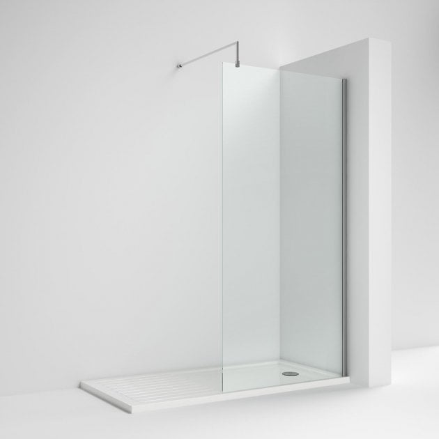 Nuie Minimal Chrome 1850mm Wet Room Glass Shower Screen