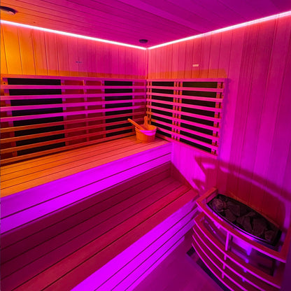 V2 Hybrid-Heating 4 Person Sauna Infrared & Electric Stove Sauna