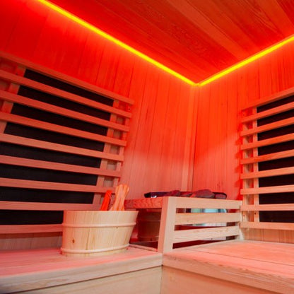 V2 Hybrid-Heating 4 Person Sauna Infrared & Electric Stove Sauna