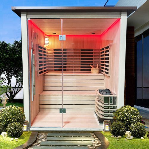 Outdoor Hybrid-Heating 4 Person Infrared & Electric Stove Sauna 2m x 2m