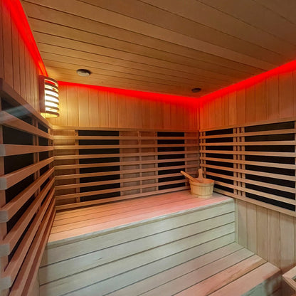 V2 Hybrid-Heating 4 Person Sauna Infrared & Electric Stove Sauna