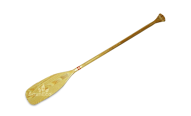 Wooden hot tub stirring paddle close-up view