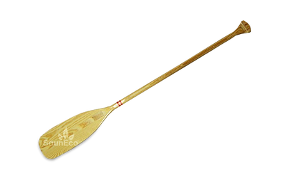 Wooden hot tub stirring paddle close-up view