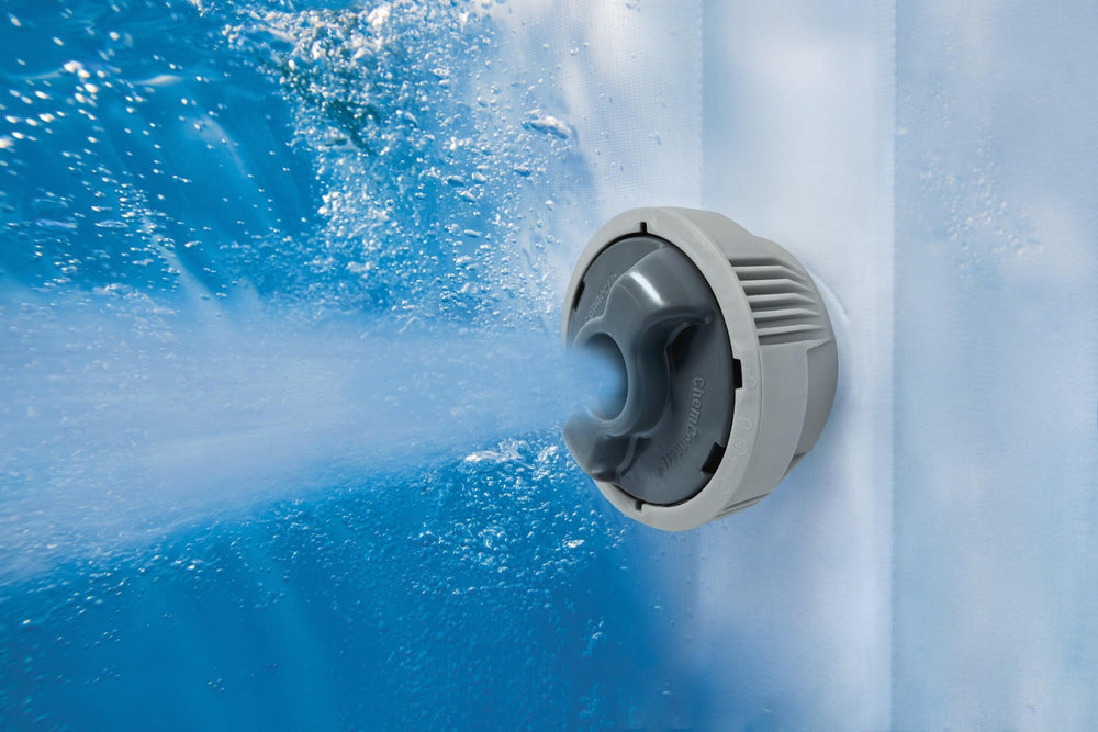 Lay-Z-Spa Chem Connect dispenser fitted inside spa liner