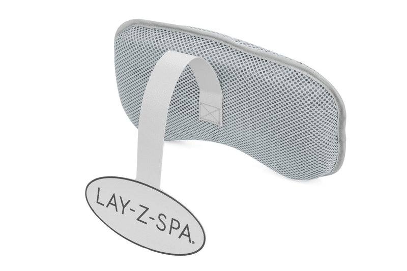 Hot tub pillow attached to spa wall