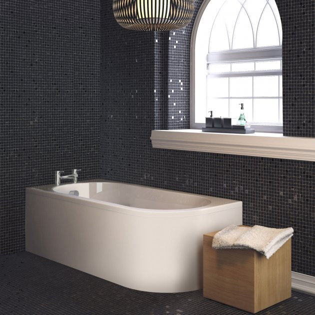 Nuie Crescent J-Shaped Curved Rectangular Acrylic Bath