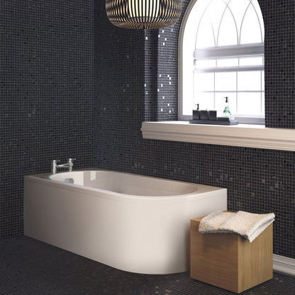 Nuie Crescent J-Shaped Curved Rectangular Acrylic Bath