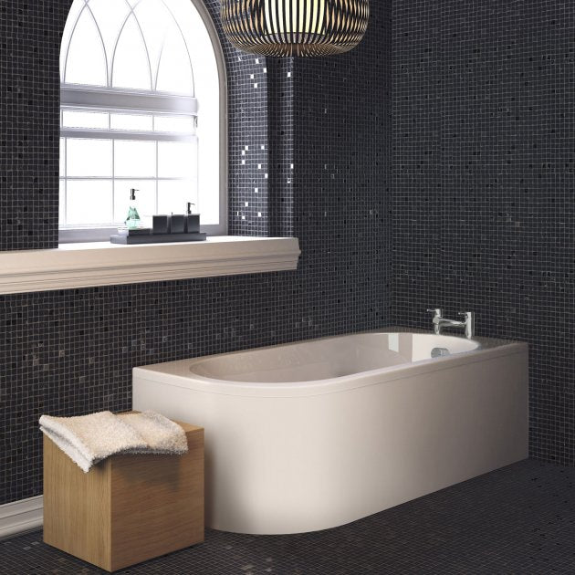 Nuie Crescent J-Shaped Curved Rectangular Acrylic Bath