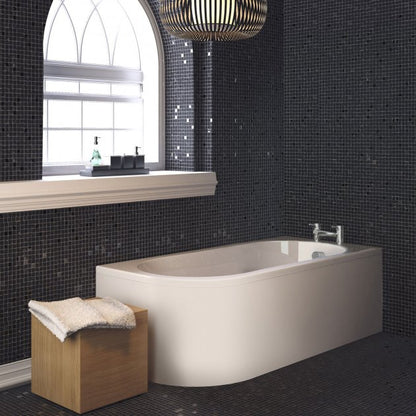 Nuie Crescent J-Shaped Curved Rectangular Acrylic Bath