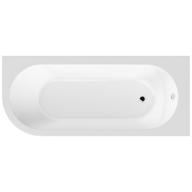 Nuie Crescent J-Shaped Curved Rectangular Acrylic Bath