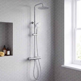 Prestige Plan Thermostatic Bar Shower with Ultra Slim Stainless Shower Drencher and Sliding Handset